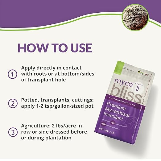 Myco Bliss Granular (1lb) - Mycorrhizal Fungi for Plants - 5 Strain Mycorrhizal Inoculant with 1000 Propagules Per Gram - Highly Concentrated Mycorrhizae for Plants, Potting Soil, & Garden Soil