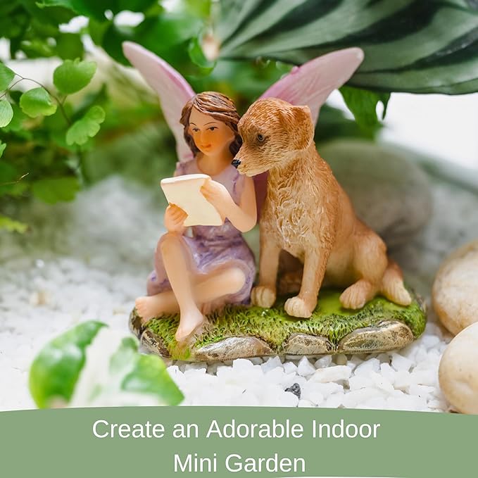 PRETMANNS Fairy Garden Fairies – Cute Accessories for Indoor or Outdoor Miniature Garden – Figurine Sofia with Puppy – 1 Item