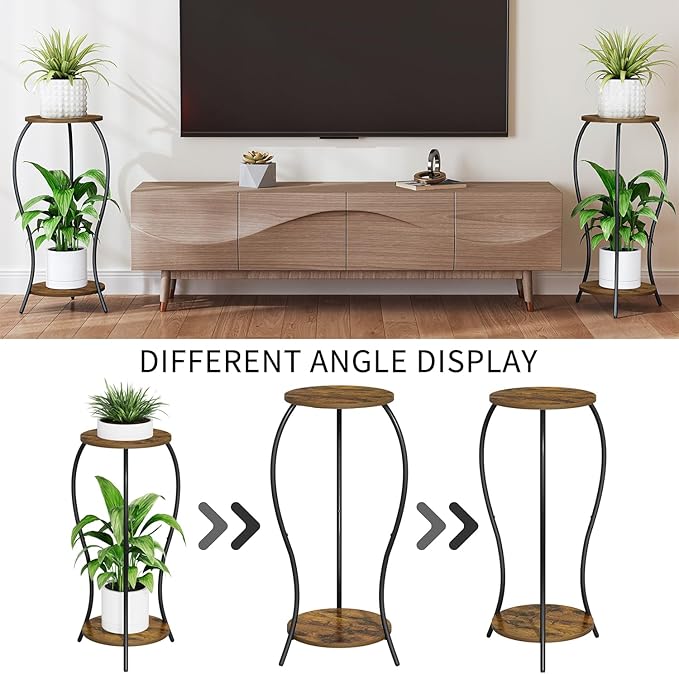 Plant Stand Indoor,2 Tier Round Potted Holder Stand,Flower Pot Stand,Plant Supports Rack,Corner Plant Shelf for Planter Garden Balcony Patio Living Room