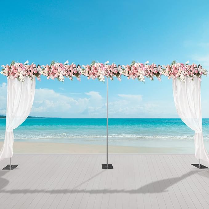 Wedding Arch Backdrop Stand Silver 19.7 * 9.8FT Adjustable Wedding Arches for Ceremony Metal Balloon Arch Stand Garden Arbor Frame for Wedding Birthday Party Baby Shower
