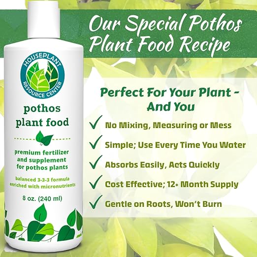 Pothos Fertilizer – Liquid Plant Food for Strong Roots, Healthy Growth & Lush Foliage – 3-3-3 NPK Formula with Sea Kelp, Humic & Fulvic Acid – Essential Nutrients for Neon Pothos or Devil’s Ivy – 8 oz