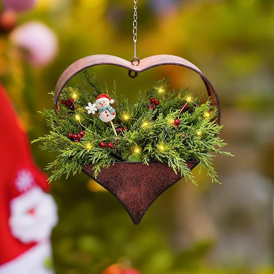 Metal Plant Hangers Indoor and Outdoor: Christmas Birthday Gifts for Women Mom Wife Garden Lovers - Heart Shape Hanging Planters Perfect for Window Wall Living Room Office Decor(Rustic)