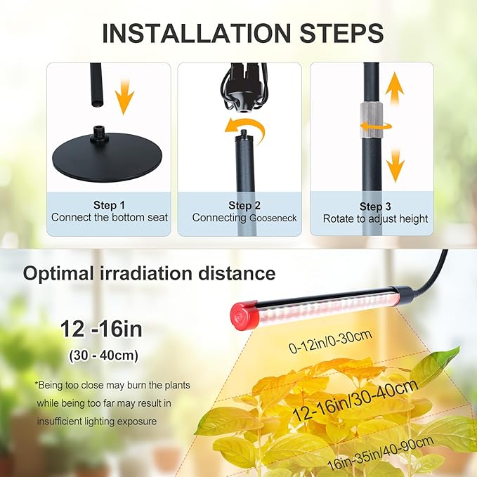 3-Head Table Top Grow Lights for Indoor Plants, Seed Starting, Bonsai with Timer, 27W Power Home Plug, FECiDA 2025 Full Spectrum Plant Growing Lamps, 16"-24" Height Adjustable