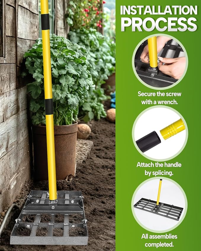 Joyhalo Lawn Leveling Rake, 30 Inch Yard Lawn Leveling for Soil with 78" Adjustable Steel Handle, Heavy Duty Effort Saving Landscape Lawn Leveler for Yard Garden Golf Course Soil Sand Dirt Grass
