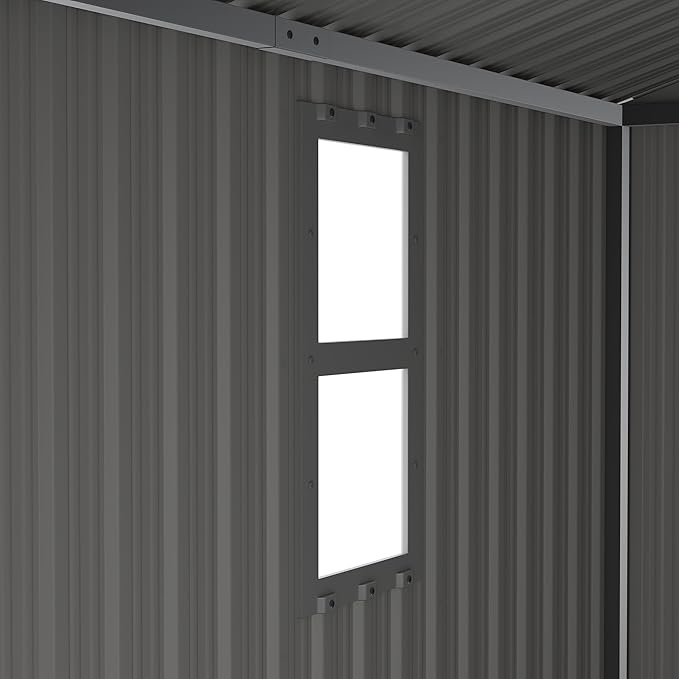 8x8 SF Outdoor Storage Shed,Metal Shed with Lockable Doors & 4 Daylight Windows,Garden Tool Shed w/Air Vents & Sloped Roof, Ideal for Backyard,Patio,Lawn,White