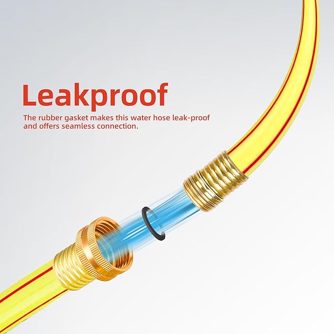 Solution4Patio Yellow Garden Hose 3/4 in. x 25 ft. -Heavy Duty Durable Flexible Lightweight Water Pipe-Brass Aluminum Ends for Household & Commercial Use -Kink Free, No Leaking, Male/Female Fittings
