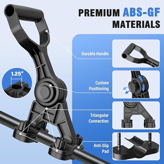 Adjustable Snow Shovel Handle, Goldusk 5-Angle Ergonomic Extension Handle for Snow Removal & Garden Tools, ABS+GF Universal Assist Handle for Snow Shovel, Rake, String Trimmer, Back-Saving Design