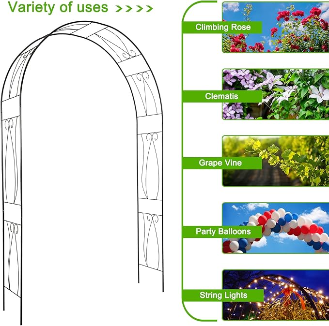 KINTNESS Garden Arch Steel Arbor Arbour Trellis Archway for Climbing Vines and Plants Elegant Pergola for Garden Lawn Backyard Patio Outdoor