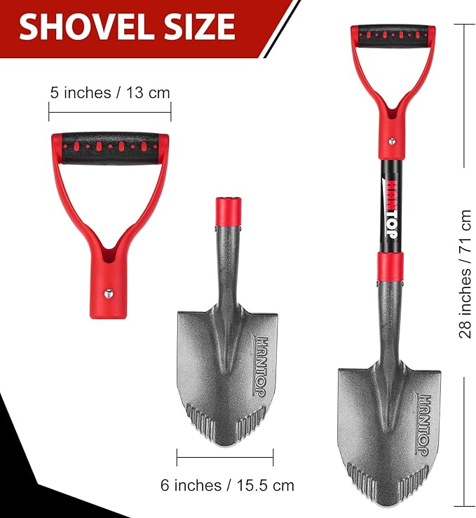 Small Shovel Garden Shovel for Digging Short Handled Round Shovel Survival Shovel for Car, 28 inches