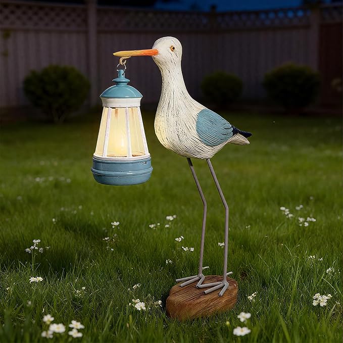 Solar Seagull Statues for Garden and Home Decor,Funny Garden Decor Beach,Pool,Patio,Lawn,Yard,Porch,Perfect Garden Gift