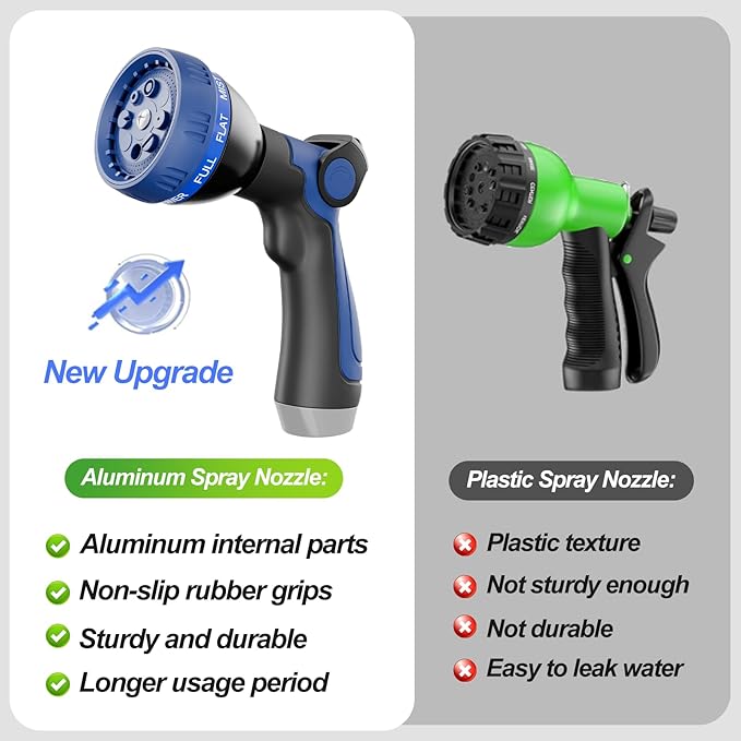 SPECILITE 150ft 304 Stainless Steel Garden Hose Metal, Heavy Duty Water Pipe with Nozzles for Yard, Outdoor - Flexible, Never Kink & Tangle, Puncture Resistant (Sliver)