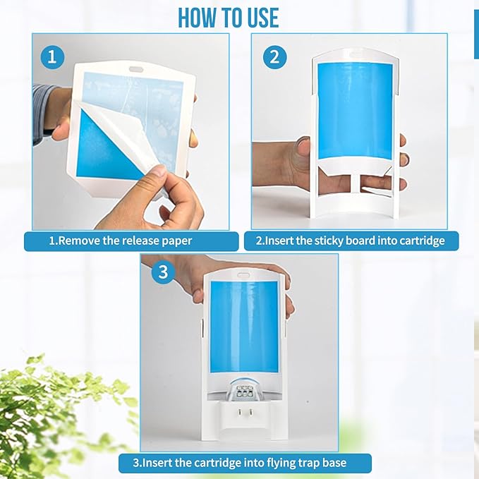 2 Pack Flying Insect Trap, Fruit Fly Trap with 8 Refills for Indoor, Bug Zapper Indoor Catching for Gnats, Fruit Flies & House Flies | Blue & UV Light Attraction | Mess-Free Disposal