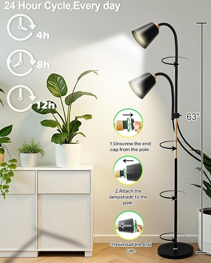 Standing Plant Grow Light, LED Growing Light Full Spectrum for Indoor Plants，4/8/12H Timer, 10-Level Brightness,Flow Grow Light for Tall Large Indoor Plants