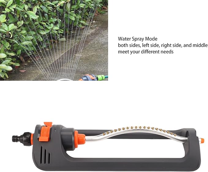 Lawn Sprinkler, Metal Oscillating Sprinkler with 19 Brass Nozzles 4 Modes Water Sprinkler Aluminum Alloy Water Spray Pipe Oscillating Watering Sprinkler Home Lawn, Courtyard