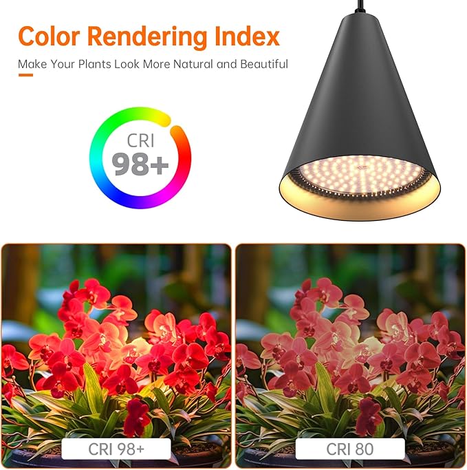 Bstrip Hanging Grow Lights, Full Spectrum Hanging Plant Lights for Indoor Plants, 25W Black Grow Light Bulbs with 16.4FT Power Cord, 3000K Grow Light for Indoor Plant with Timer for Garden, Flowers