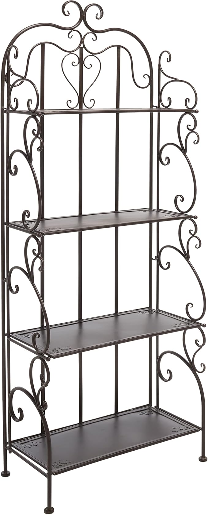 SAFAVIEH Outdoor Collection Tyrique Victorian Rustic Brown Wrought Iron 4-Tier Shelf Unit