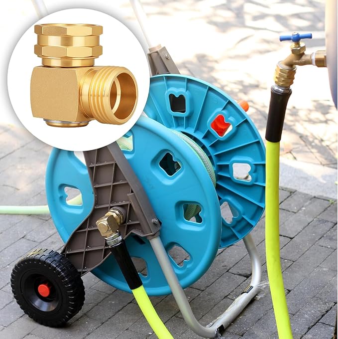Garden Hose Swivel Elbow 90 Degree Solid Brass Right Angle Hose Connector (6 PCS)