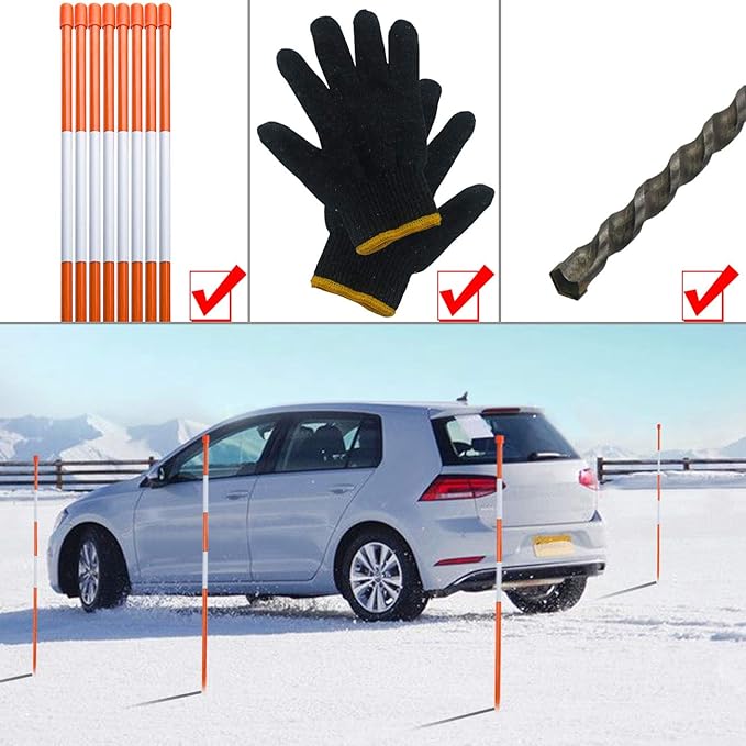 Sunnyglade 100PCS 48 Inch Driveway Marker 5/16 Inch Dia Reflective Driveway Poles Fiberglass Snow Stakes with Reflective Tape for Easy Visibility at Night