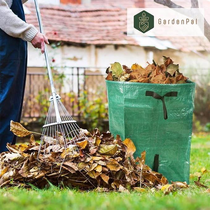 Gardenpal 2-pack Yard Waste Bags for Collecting Leaves, PE Gardening Bags, Lawn and Leaf Bags, Large Yard Dustpan-Type Garden Bag, Reuseable Garden Waste Container, 53 Gallon Per Bag