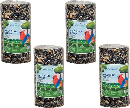 JCs Wildlife Wild Bird Blend Premium Bird Seed Small Cylinder with Hole, 1.5 lb (4 Cylinder)