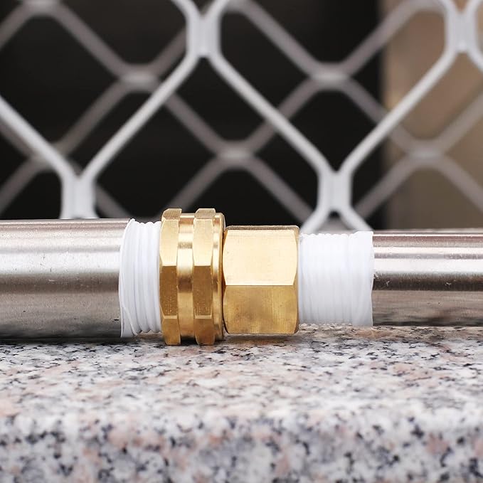 Garden Hose 1/2NPT Female to 3/4GHT Female Adapter, Brass Water Pipe Connector (10 Pack)