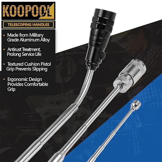 Telescoping Magnetic Pickup Tool Set, Inspection Mirror Telescoping, LED Flashlight, Cool Gadgets for Men, Stocking Stuffers, Gifts for Dad, Husband, Kids, Boyfriend, Magnet Stick
