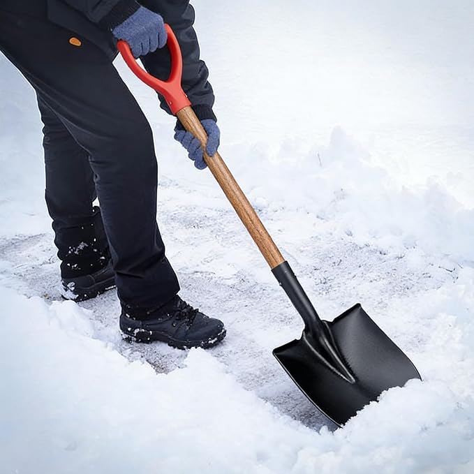 41" Round Shovel,Snow Shovel with Straight Hardwood Handle and D-Grip, Gardening Tool-Digging Shovel