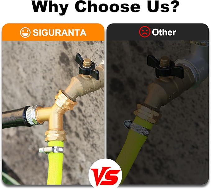 Garden hose splitter, Brass Y-Type Unrestricted Flow Fitting, Garden Faucet splitter (2-way full flow 2Pcs)