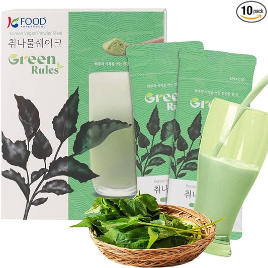 Korean Food Greenrules Korean Grain Shake with Chwinamul – Plant-Based Meal Mix Powder, 10 Single-Serve Stick Packs, 취나물 미숫가루
