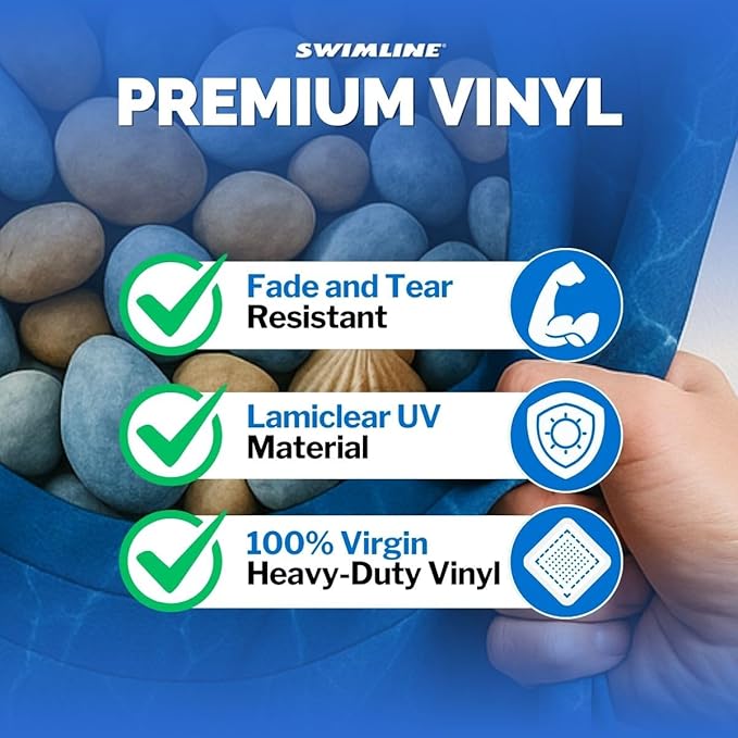 Swimline Overlap Pool Liner for Above Ground Pools, Dolphin, 28 (Round), 48/52 Inch Wall, 25 Gauge