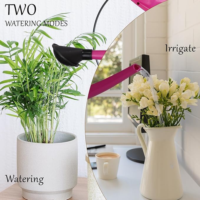 Watering Can 1.6Gal Transparent Plastic with Comfort Grip Handle for Indoor & Outdoor Plants（Rose Red）
