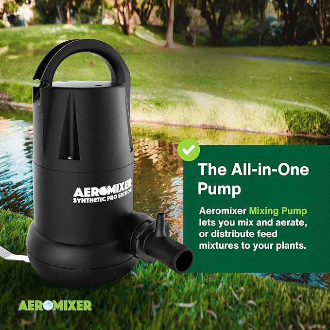 Aeromixer Synthetic 3/4 HP Submersible Mixing + Aerating Pump - Submersible Water Pump for Nutrient Mixing and Aerating, Electric Garden Water Pumps, Heavy Duty Outdoor Pumps for Farming and Gardening