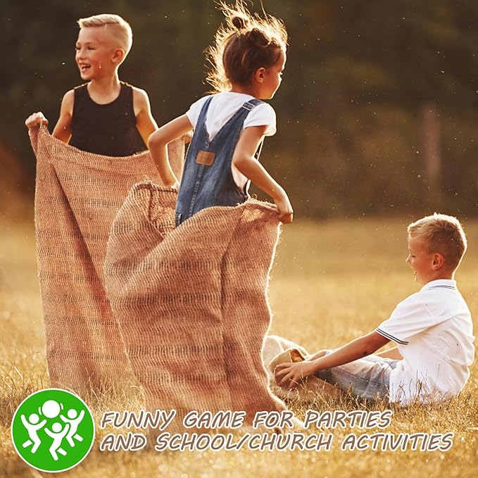 Kmise Burlap Potato Sack Race Bags (Pack of 6),48"x25" Large Natural Jute Burlap Sacks for Kids & Adults, Reusable Eco-Friendly Grow Bag for Field Day Games, 3-Legged Races & Harvest Storage