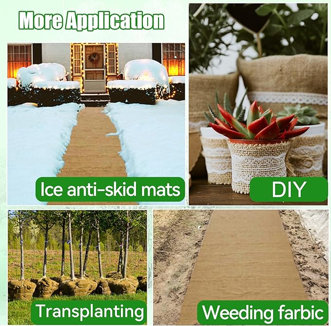 ANPHSIN 15ftx40in Natural Burlap Plant Covers Freeze Protection - Winter Frost Blankets Cloth Fabric Roll for Outdoor Bushes Trees Potted Plants Cold Weather