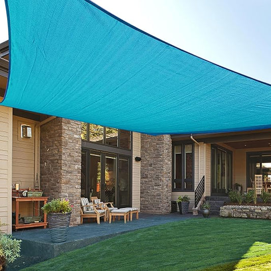 LOVE STORY Custom Size 9'x14' Turquoise Blue Sun Shade Sail Rectangle UV Block Canopy Patio Sail Sunshades Fabric for Outdoor Garden Carport (We Make Custom Size)