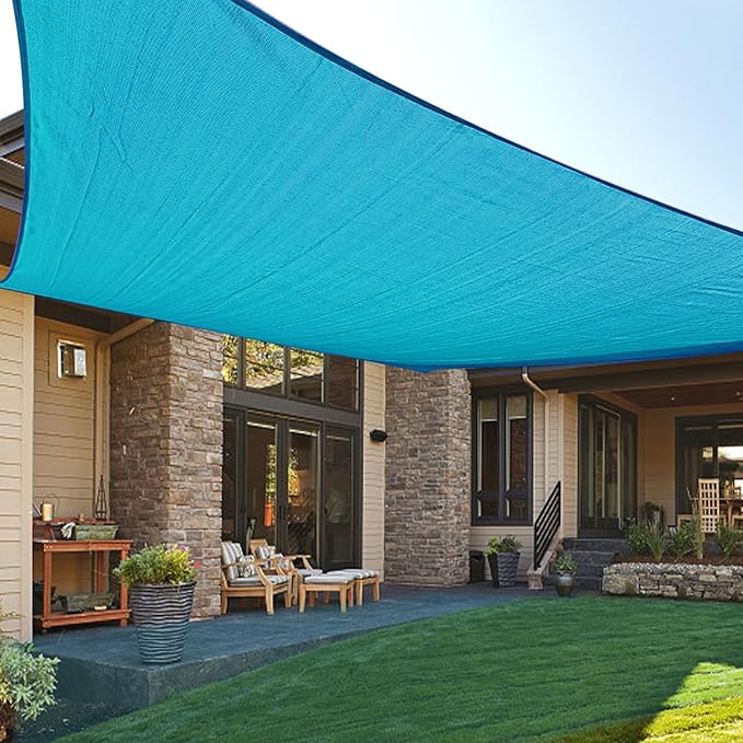 LOVE STORY Custom Size 5'x9' Turquoise Blue Sun Shade Sail Rectangle UV Block Canopy Patio Sail Sunshades Fabric for Outdoor Garden Carport (We Make Custom Size)