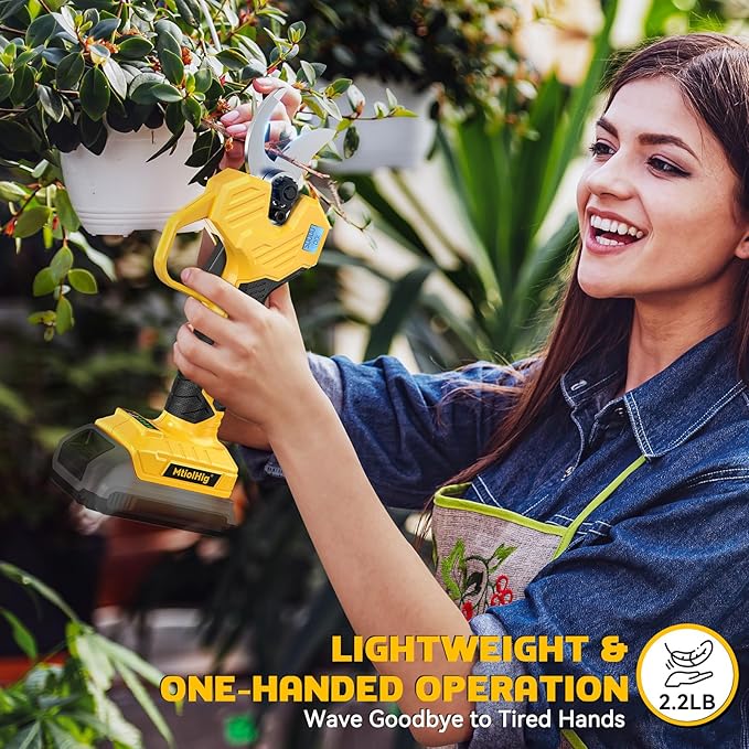 Cordless Electric Pruning Shears: 1.5-2 Inch Portable Pruning Shears Compatible with DeWalt 20V Battery (No Battery) - Garden Pruners Tool with LCD Display & SK7 Blades
