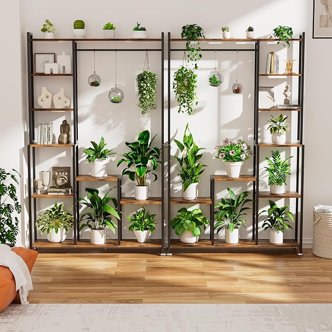 CODACE Plant Stand Indoor with Grow Light - 71 Inches Tall Plant Shelf, 8 Tiered Large Metal Plant Stand, Square Flower Stand Display Rack for Living Room, Balcony, Patio, Garden