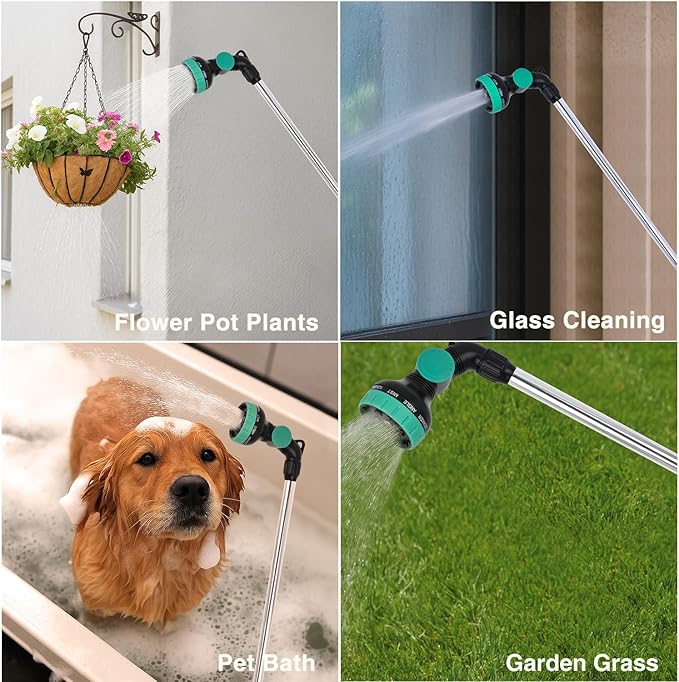 Yesker Watering Wand for Garden Hose, 35 Inch, 9 Spray Patterns, Adjustable Water Sprayer with Pivoting Head, Garden Hose Nozzle with Thumb Flow Control, Ideal for Water Hanging Baskets and Shrubs