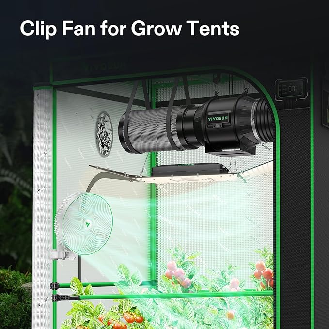VIVOSUN AeroWave E9 Grow Tent Fan, 9" Oscillating Clip Fan with EC Motor, WiFi-Controllable US Patented Auto Circulation Tent Fan, IP54 Weatherproof, Strong Airflow & Quiet for Hydroponic Ventilation