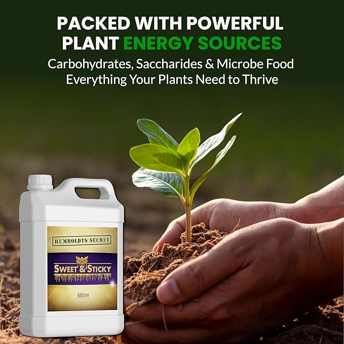Humboldts Secret Sweet & Sticky Carbohydrate and Saccharide Plant Energy Additive | Indoor and Outdoor Plant Nutrients Enhancer for Growth and Aroma | Boosts Flavor and Development | 2.5 Gallon
