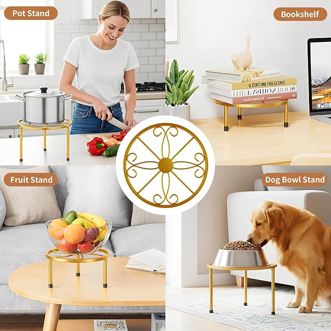 5 Pack Small Potted Plant Stands,Metal Plant Stand for Outdoor Indoor Plants,Heavy Duty Flower Pot Stands for Multiple Plants,Decoration Display Racks for Patio Garden(GoldS)