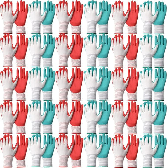 32 Pairs Gardening Work Gloves Bulk for Women and Ladies, Breathable Rubber Coated Garden Outdoor Safety Gloves with Grip