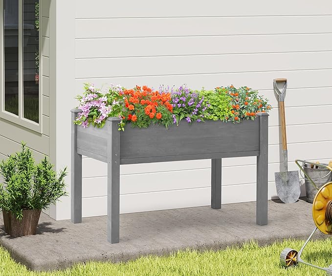 48x24x30 Raised Garden Bed with Legs, Elevated Wooden Planter Box for Outdoor Plants Outdoor