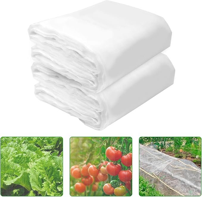 2 Pack Garden Netting, 8 x 19 FT Bird Netting Barrier Row Cover, Plants Covers Protection Ultra Fine Net for Fruits Flower Vegetables from Insect Pest Barrier Bug Eating