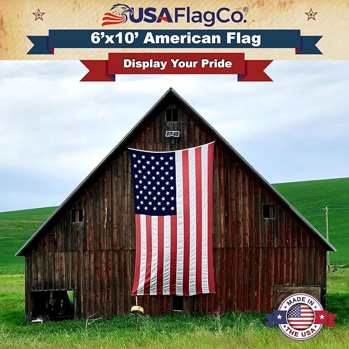 American Flags for Outdoors | USA Flag Co. Made in USA: The Best 6x10 Embroidered Stars and Sewn Stripes, United States Flag 6 x 10 ft