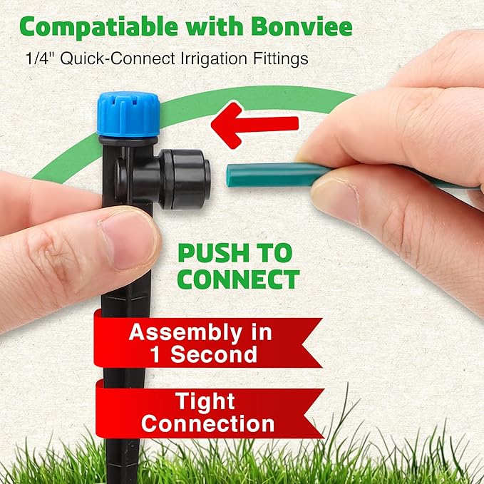 Bonviee 50ft 1/4 inch Drip Irrigation Tubing, Drip Irrigation Hose, Garden Watering Tube Line for Garden Watering System-Green