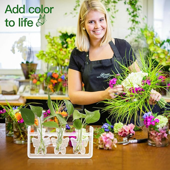 Clear Plant Propagation Station Plants Terrarium Planter Vase Birthday Gifts for Women in Acrylic Stand Home Office Garden Decor