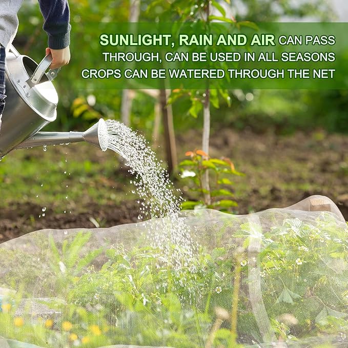 Garden Netting, Jevrench Durable Ultra Fine Garden Netting, Garden Plant Cover Row Cover Makes Plants, Vegetables, Fruits, and Flowers Grow Better (4ft x 10ft)