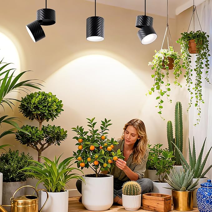 Hanging Indoor Plant Growth lamp, 20W Full Spectrum, Adjustable Angle Plant lamp, Suitable for Indoor Foliage Plant Auxiliary Lighting, Meat Quality, Flowers, 2700k-6500K (Black)